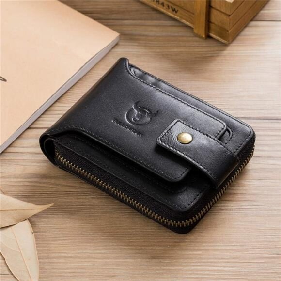 Mens Leather Wallet RFID Blocking Large Capacity Card Case ID Window Coin Pocket - Picture 2 of 7